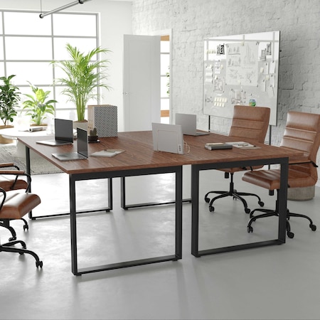 Flash Furniture Redmond 72x36 Conf Tbl w/1in. Thick Dbl Sided Laminate Tbl Top w/PVC and U-Frame Steel Bse, Walnut MT-M7236-WLT-UBF-GG
